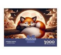 1000-piece Puzzle for Teenagers Fox Moonlit Dreams Puzzles for Adults Fun Games Perfect Decoration Birthday Present, Gifts, 38x26cm/1000pcs