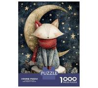 1000-piece Puzzle for Teenagers Fox on The Moon Watercolor Illustration Puzzle for Adults Relaxing Games Pattern Assembly Gifts for Friends And Family 52x38cm/1000pcs