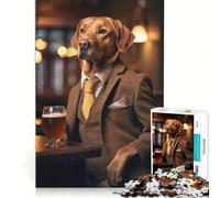 1000 Piece Puzzle For Teenagers Fox Red Labrador at Pub, Educational Toy, Fun Activities at Home, Challenging Game Gifts 38X26CM