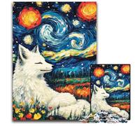 1000-piece Puzzle for Teenagers Fox Under The Night Sky Cardboard Jigsaw Puzzles for 14+ Difficult to Complete But Fun And Humorous Birthday Gift 26X38CM