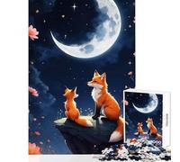 1000-piece Puzzle for Teenagers Foxes Under The Moonlit Sky Puzzles for Teenagers Difficult Challenge for Birthday, Chrismas Brainteaser Family Games (38x52cm)