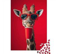 1000-piece Puzzle for Teenagers Funny Giraffe with Sunglasses Puzzles for Adults Relax Games Precision Cutting Gifts for Friends And Family 38x26cm/1000pcs