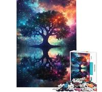 1000 Piece Puzzle For Teenagers Galactic Tree Reflection Jigsaw for Teenagers Precision Cutting Parent-child Interaction Christmas Birthday Gifts (Size 38x26cm)