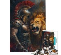 1000-piece Puzzle for Teenagers Gladiator & Lion Clash Puzzles for Teenagers Difficult Challenge for Birthday, Chrismas Brainteaser Family Games (Size 50x75cm)
