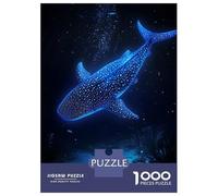 1000 Piece Puzzle For Teenagers Glowing Whale Shark in Deep Blue Sea Puzzle for Adults Relaxing Games Pattern Assembly Birthday And Unique Gifts 52x38cm/1000pcs