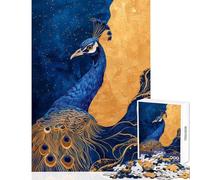 1000 Piece Puzzle For Teenagers Gold And Blue Peacock Educational Games But Fun And Humorous Toy Wall Decor Unique Birthday And Gifts (50x75cm)