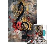 1000-piece Puzzle for Teenagers Gold Music Notes Adult Jigsaw Puzzle DIY Toys Staycation Kill Time Gifts for Friends And Family (Size 38x26cm)