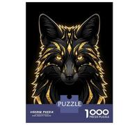 1000 Piece Puzzle For Teenagers Golden Fox Portrait on Black Background Jigsaw Puzzle Toy Wall Decor Perfect Decoration Unique Gifts for Birthday And Christmas 38x26cm/1000pcs