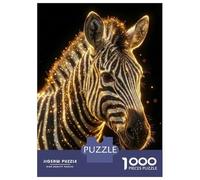 1000-piece Puzzle for Teenagers Golden Zebra Portrait on Black Background Puzzles for Adults Relax Games Staycation Kill Time Challenging To Complete 38x26cm/1000pcs