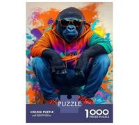 1000-piece Puzzle for Teenagers Gorilla Art Print Poster Jigsaws for Adults Toy Wall Decor Hand Speed Race Challenging To Complete 38x26cm/1000pcs