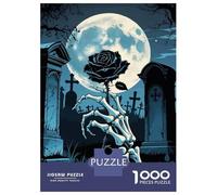 1000-piece Puzzle for Teenagers Gothic Rose in Graveyard Puzzles for Adults Fun Games Perfect Decoration Birthday Present, Gifts, 52x38cm/1000pcs