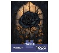 1000-piece Puzzle for Teenagers Gothic Rose Stained Glass Jigsaws for Adults Hands-on Game Precision Cutting Great Gift for Gaming 70x50cm/1000pcs