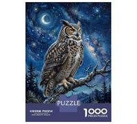 1000 Piece Puzzle For Teenagers Great Horned Owl in A Starry Night Jigsaw Puzzle Toy Wall Decor Perfect Decoration Unique Gifts for Birthday And Christmas 38x26cm/1000pcs