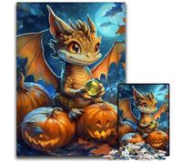 1000-piece Puzzle for Teenagers Halloween Dragon Wooden Jigsaw Puzzles Interesting Stress Reduction, Gifts Ideas for 14+ 50X75CM