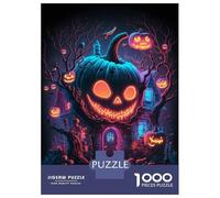 1000 Piece Puzzle For Teenagers Halloween Pumpkin House Puzzle for Adults Relaxing Games Pattern Assembly Birthday And Unique Gifts 52x38cm/1000pcs