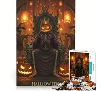 1000-piece Puzzle for Teenagers Halloween Pumpkin King on Throne, Toy Wall Decor, Staycation Kill Time, Improving Love between Couples 38X26CM