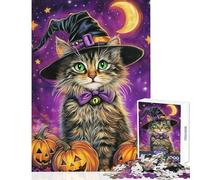 1000-piece Puzzle for Teenagers Halloween Witch Cat Jigsaw 1000 Piece Educational Toy Great Gifts And Toys for The Whole Family (50x75cm)