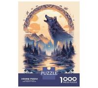 1000 Piece Puzzle For Teenagers Harmony Wolf Howl at Dusk Jigsaws for Adults Hands-on Game Home Decoration Unique Gifts for Birthday And Christmas 38x26cm/1000pcs
