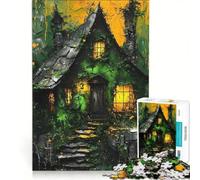 1000-piece Puzzle for Teenagers Haunted Witch House, Toy Wall Decor, Staycation Kill Time, Improving Love between Couples 50X75CM