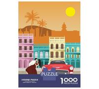 1000-piece Puzzle for Teenagers Havana Travel Print Puzzle for Adults Hands-on Game Stress Reliever Gifts for Friends And Family 38x26cm/1000pcs