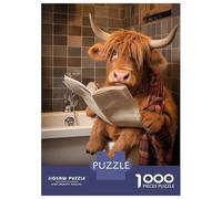 1000-piece Puzzle for Teenagers Highland Cow on The Toilet (2) Puzzle for Adults Hands-on Game Stress Reliever Gifts for Friends And Family 38x26cm/1000pcs
