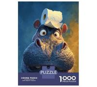 1000 Piece Puzzle For Teenagers Hippo with Toilet Paper on Head Adult Puzzles Brain Teaser Game Perfect Decoration Difficult And Challenge 70x50cm/1000pcs