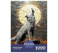 1000 Piece Puzzle For Teenagers Howling Wolf Under Moonlight - Bold Impasto Artwork Teenager Puzzles Hands-on Game A Work of Art Unique Gifts for Birthday And Christmas 52x38cm/1000pcs