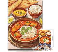 1000-piece Puzzle for Teenagers Indian Cuisine︰ Curry, Rice, And Naan Unique Challenge Game But Fun And Humorous Gift Birthday Size 38x26cm