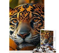 1000 Piece Puzzle For Teenagers Jaguar Portrait in Golden Foliage Practical Game For Family Fun Anti-Stress Toys Improving Love between Couples (38X26CM)