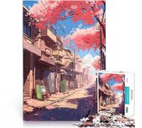 1000 Piece Puzzle For teenagers Japanese Street Sakura Pädagogisches Familienspiel Heimdekoration Spielzeug38x26cm