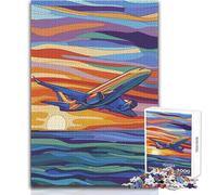 1000 Piece Puzzle For Teenagers Jet Airplane Sunset Flight Unique Challenge Game But Fun And Humorous Art Work Gift Size 50x75cm