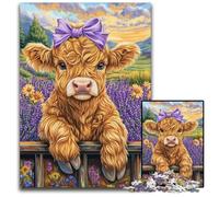 1000-piece Puzzle for Teenagers Lavender Yak Cardboard Jigsaw Puzzles Decompressing Intellectual Educational Toy Good Gift for Adults Teenagers 26X38CM