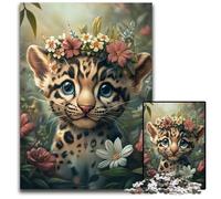 1000-piece Puzzle for Teenagers Leopard Cub Cardboard Jigsaw Puzzles Interesting Stress Reduction, Gifts Ideas for 14+ 26X38CM
