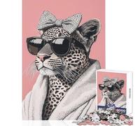 1000 Piece Puzzle For Teenagers Leopard in A Bathrobe Toy Wall Decor Birthday Gifts Practical Game with Fully Interlocking Randomly Shaped Pieces Size 38x52cm