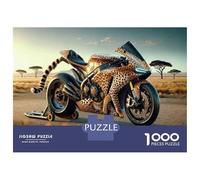 1000 Piece Puzzle For Teenagers Leopard Motorcycle Art Print Teenager Puzzles Hands-on Game A Work of Art Unique Gifts for Birthday And Christmas 70x50cm/1000pcs