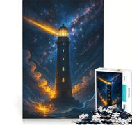 1000 Piece Puzzle For Teenagers Lighthouse in A Starry Night Educational Games Fun at Home Activities Artists' Collection Fine Arts 38x26cm