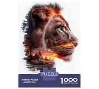 1000-piece Puzzle for Teenagers Lion Sunset Double Exposure Puzzles for Adults Relax Games Precision Cutting Gifts for Friends And Family 70x50cm/1000pcs