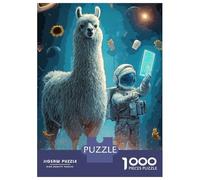 1000 Piece Puzzle For Teenagers Llama Astronaut Pizza Space Teenager Puzzles Hands-on Game A Work of Art Unique Gifts for Birthday And Christmas 70x50cm/1000pcs