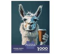 1000 Piece Puzzle For Teenagers Llama Holding Coffee Cup Jigsaws for Adults Family Game Difficult Challenge for Is Ideal As A Gift 38x26cm/1000pcs