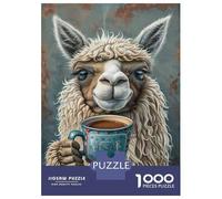 1000 Piece Puzzle For Teenagers Llama Mug Coffee Lover Gifts Puzzle for Adults Relaxing Games Pattern Assembly Birthday And Unique Gifts 38x26cm/1000pcs