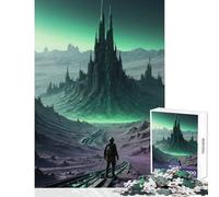 1000-piece Puzzle for Teenagers Lone Traveler Before The Emerald Spire - Dystopian Alien Landscape Puzzles for Teenagers Difficult Challenge for Birthday, Chrismas Brainteaser Family Games