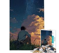 1000-piece Puzzle for Teenagers Lonely Figure Starry Sky Puzzles for Teenagers Difficult Challenge for Birthday, Chrismas Brainteaser Family Games (Size 38x26cm)