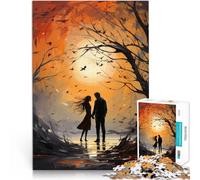 1000-piece puzzle for teenagers lovers under sunset Made of cardboard for 14+ Perfect decoration Artwork Gift 。size：26x38cm/10.24x14.96inch