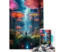 1000 Piece Puzzle For Teenagers Magic Mushroom Garden for Educational Game Toys Educational Games Art Work Gifts Precision Cutting (Size 38x52cm)