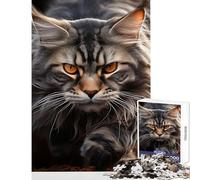 1000 Piece Puzzle For Teenagers Maine Coon Cat Portrait DIY Toys Birthday Gift Educational Games with Fully Interlocking Randomly Shaped Pieces (Size 50x75cm)