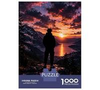 1000-piece Puzzle for Teenagers Man Watching Sunset over Lake And Mountains Puzzles for Adults Relax Games Precision Cutting Gifts for Friends And Family 52x38cm/1000pcs