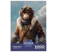 1000-piece Puzzle for Teenagers Monkey As A Pilot Jigsaws for Adults Hands-on Game Precision Cutting Great Gift for Gaming 38x26cm/1000pcs