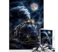 1000 Piece Puzzle For Teenagers Moonlit Steam Engine Jigsaw for Teenagers Precision Cutting Parent-child Interaction Christmas Birthday Gifts (50x75cm)