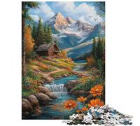 1000-piece Puzzle for Teenagers Mountain Cabin Retreat Impossible Game Difficult Challenge Toy Wall Decor Artists' Collection, Fine Arts Size 38x26cm