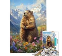 1000-piece Puzzle for Teenagers Mountain Marmot Marvel Puzzles for Teenagers Difficult Challenge for Birthday, Chrismas Brainteaser Family Games (Size 38x52cm)